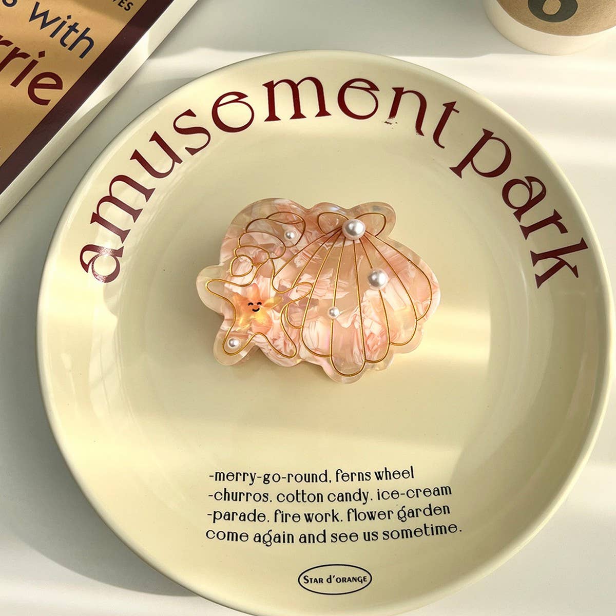 Ocean Shell & Starfish Hair Claw, Pearl Shark Clip_CWAHA5898