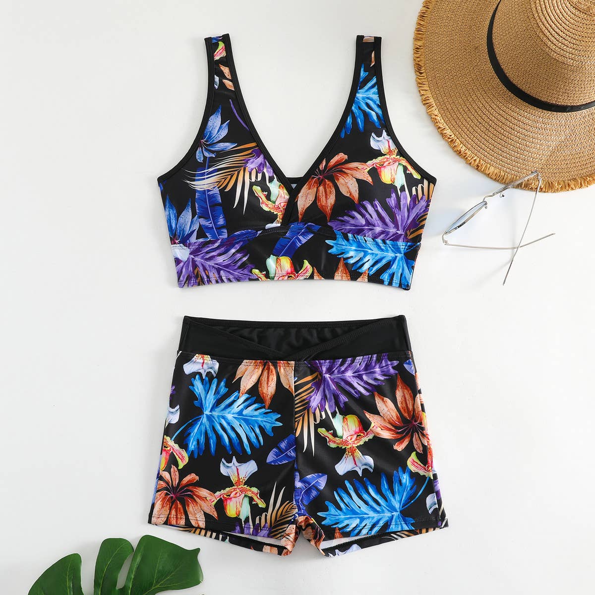 PRINTED DEEP V BIKINI TWO-PIECE SWIMSUIT_CWMW0315