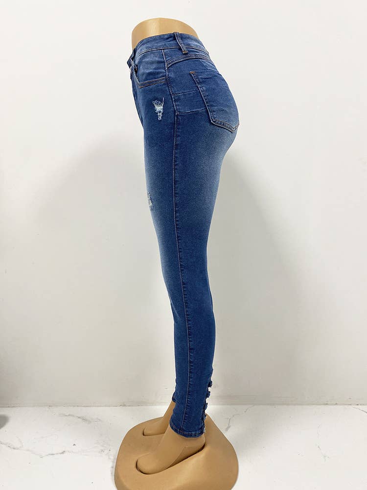 STRETCH JEANS SLIM-FIT  SMALL LEG PANTS
