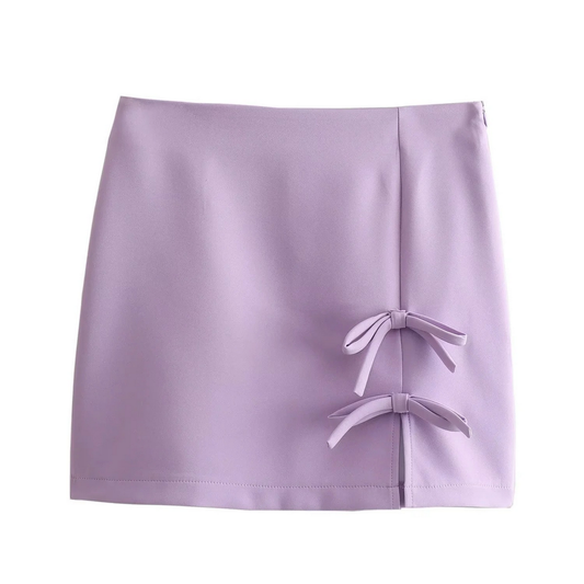 High Waist Mini Skirt with Bow, Chic Style