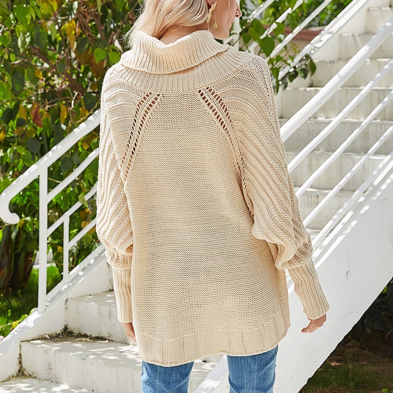 CWOSWL1095_Cable Turtle Neck Long Sleeve Pullover Sweater