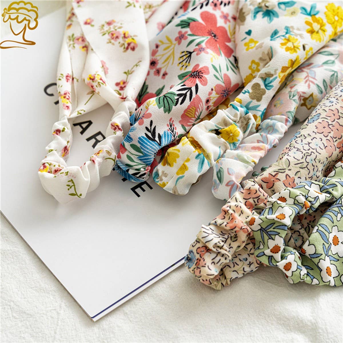 FLORAL PASTORAL STYLE TURBAN WITH ELASTIC BANDANA_CWAHA0847