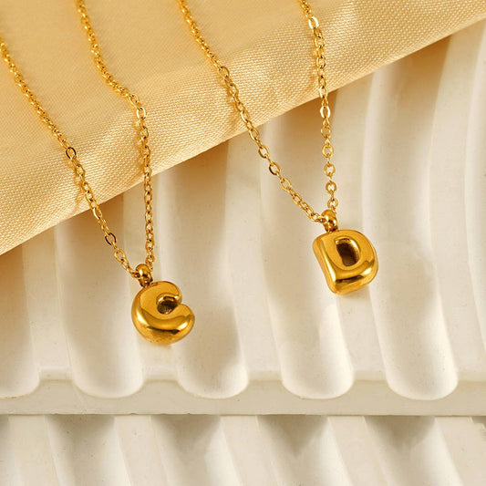 CWAJE1939_Mini Simple Bubble Letter Necklace,Gold