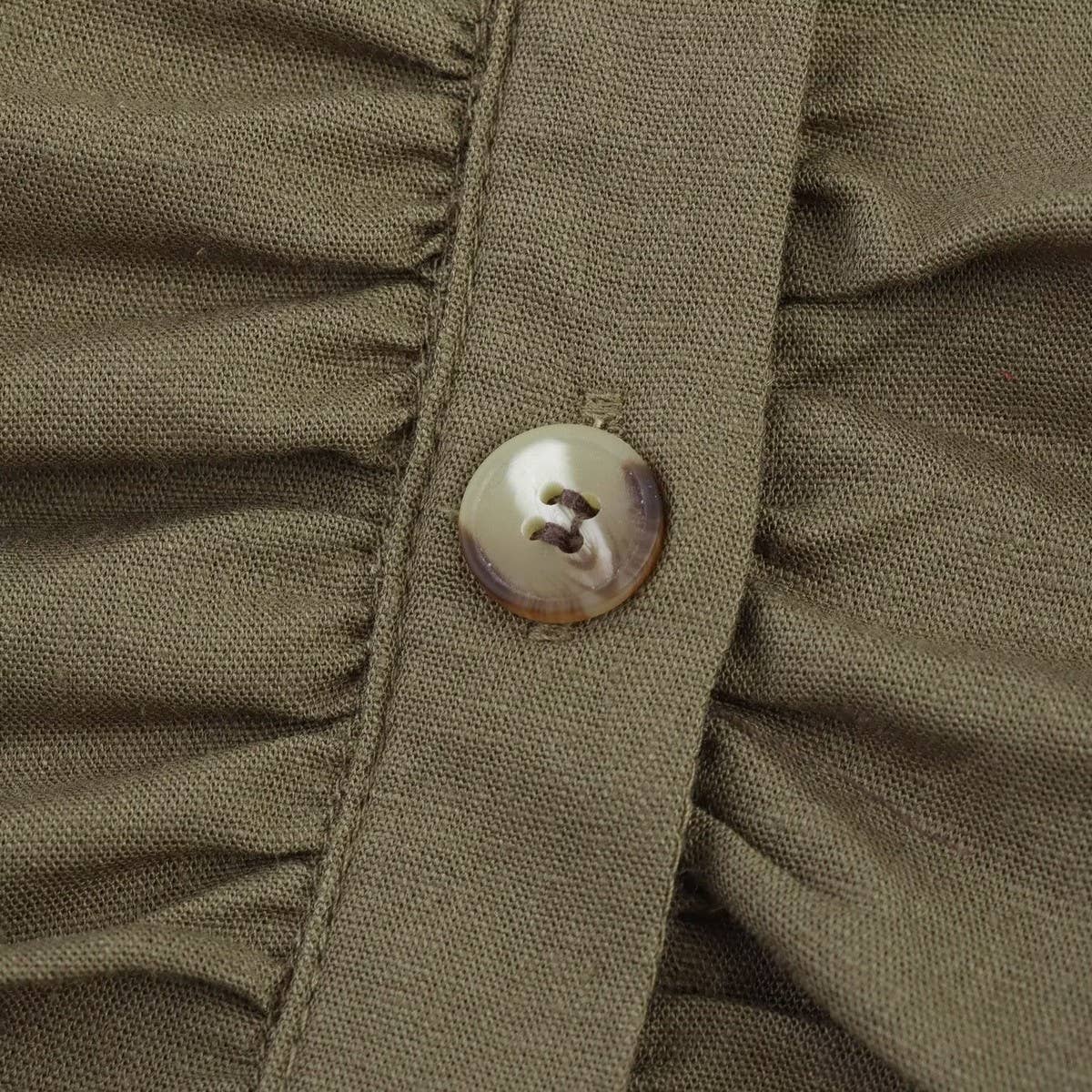 Linen Collared Short Sleeve Midi Dress for Women