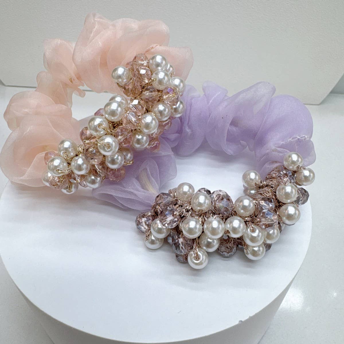 Sweet Crystal Pearl Scrunchie New Simple Hair Tie