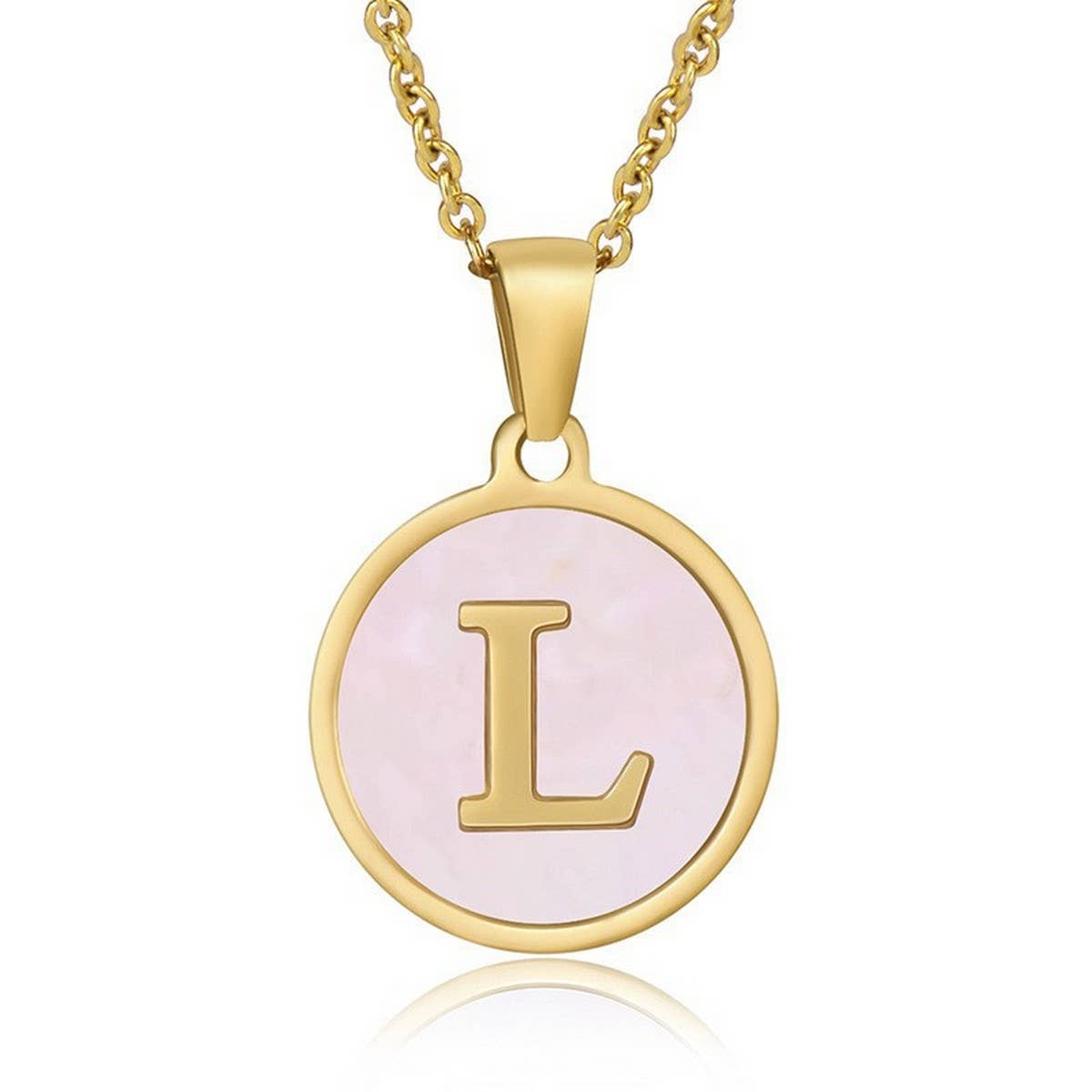 ROUND 18K GOLD STAINLESS STEEL 26LETTERS NECKLACE