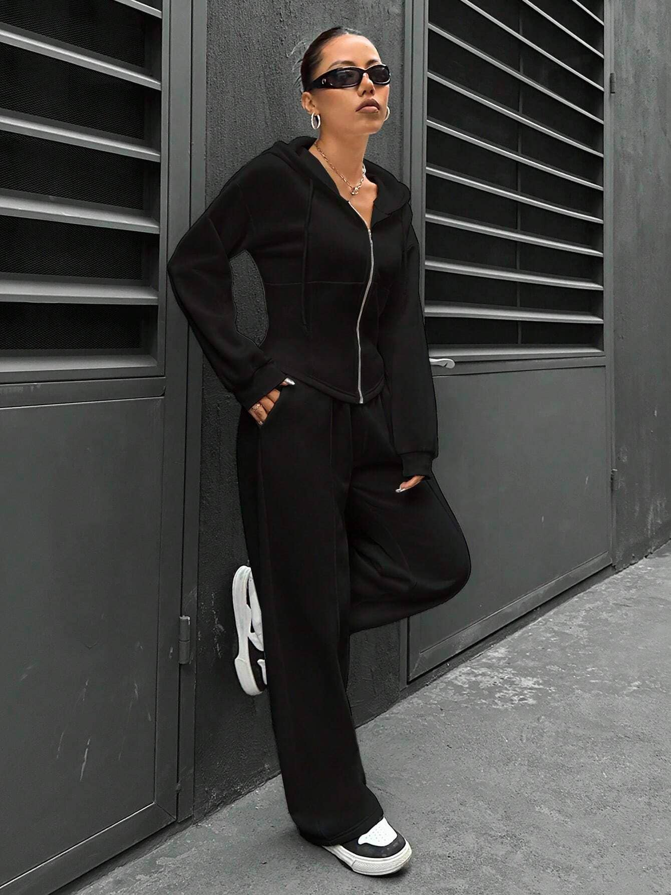 TRENDY HOODED CARDIGAN SLIM CASUAL TWO-PIECE SET