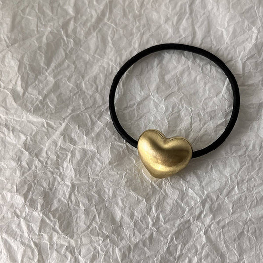 GOLD METAL THREE-DIMENSIONAL LOVE HAIR TIE_CWAHA0627