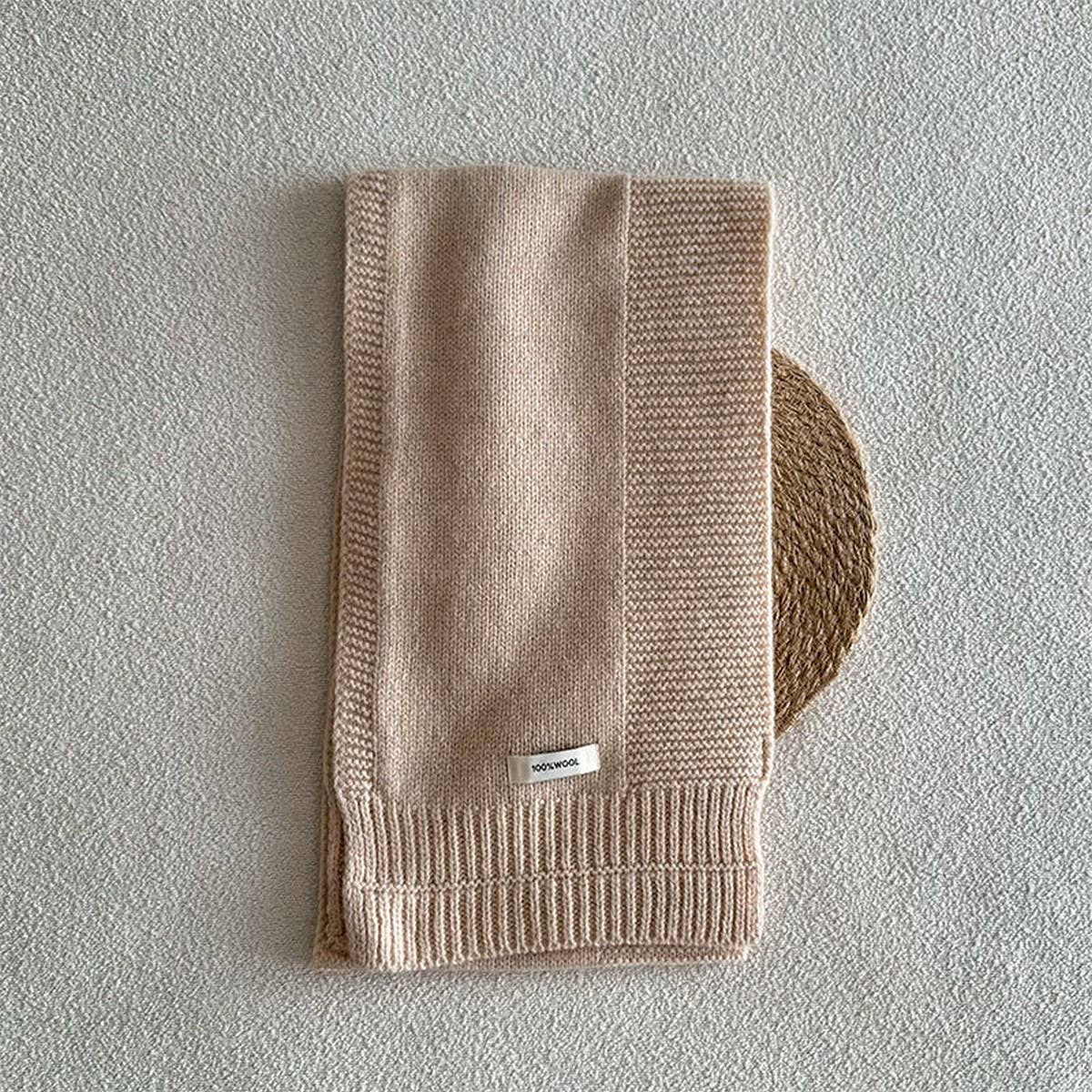 100% Wool Solid Striped Knit Scarf Unisex_CWASC2333