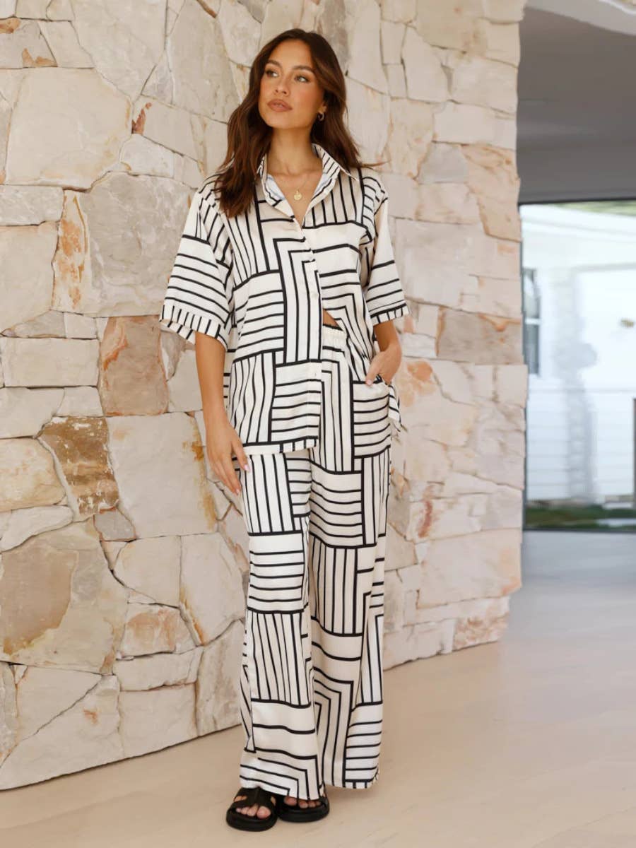 Plaid color matching two-piece set