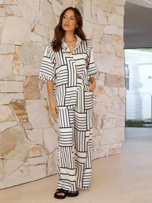 Plaid color matching two-piece set