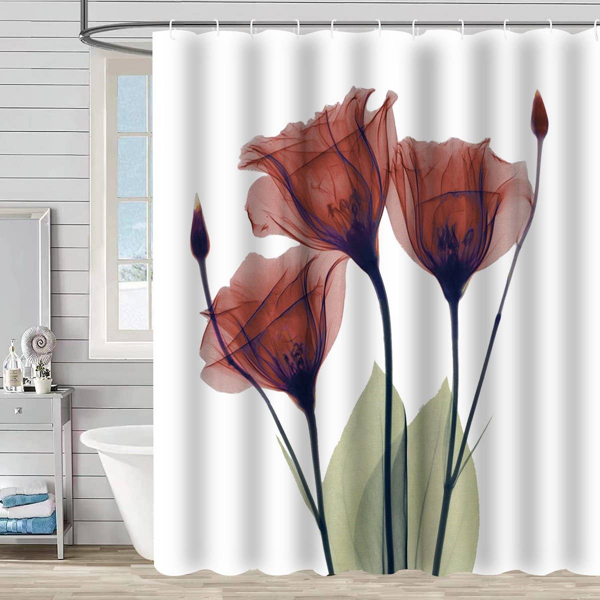 FLOWER BATHROOM ISOLATION SHOWER CURTAIN