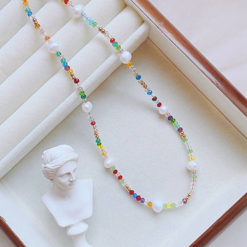 Baroque pearl natural stone necklace