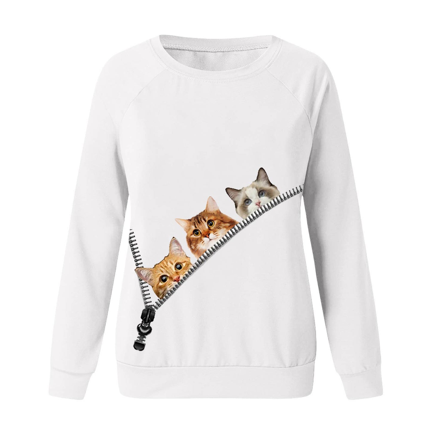 Kitty-print fashion turtle-neck hoodie