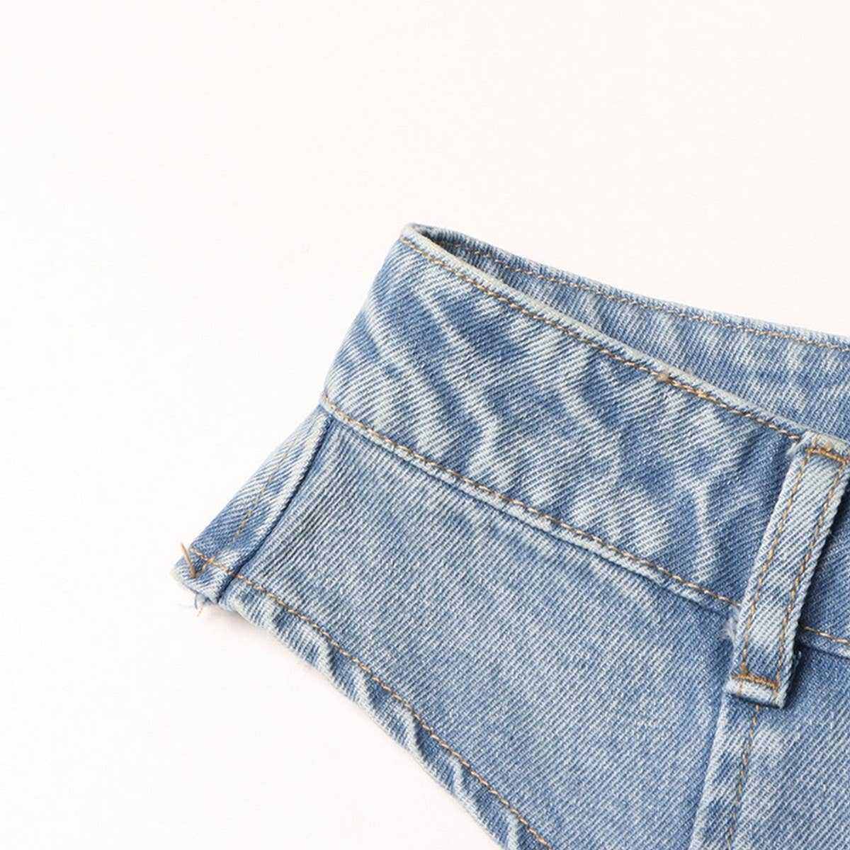 HIGH WAISTED HOLLOW EXPOSED WAIST SOLID COLOR JEANS