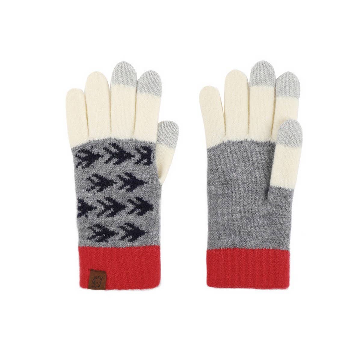 CONTRAST COLOR WOOL KNITTED JACQUARD WARM GLOVES
