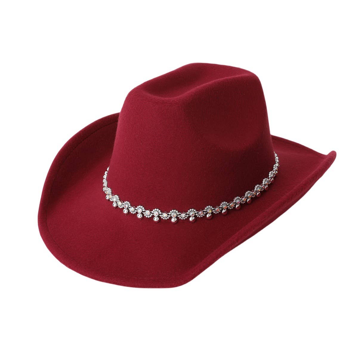 Sequin Spiral Western Felt Hat with Curved Brim_CWAH3645