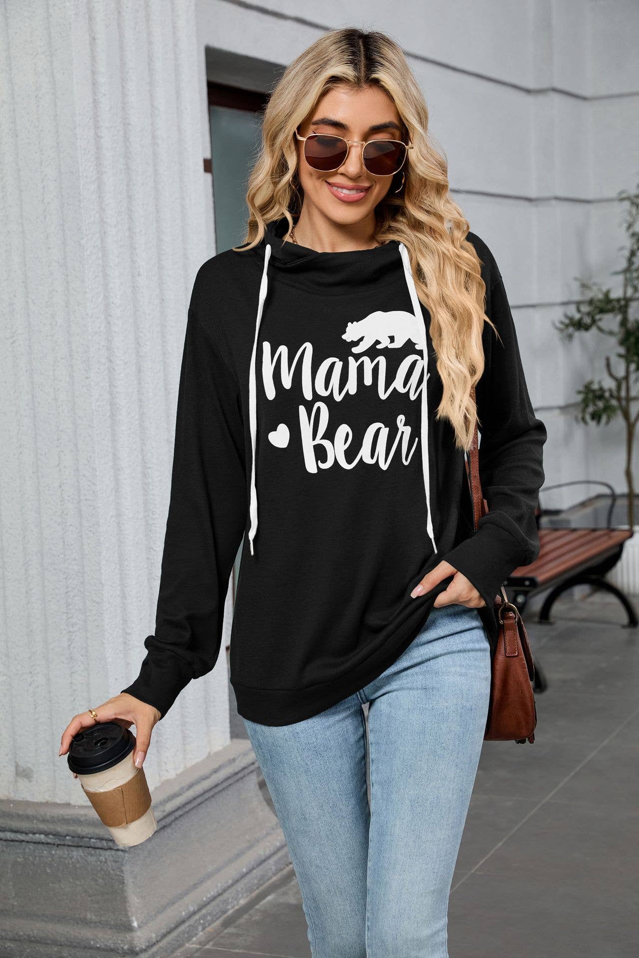 Hooded loose long-sleeved casual sweatshirt