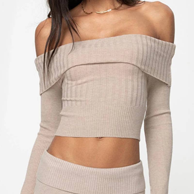 SEXY HOTTIE LINE NECK LONG SLEEVE SWEATER