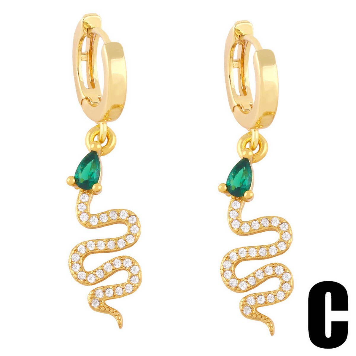 INLAID ZIRCON SNAKE SHAPED PENDANT EARRINGS