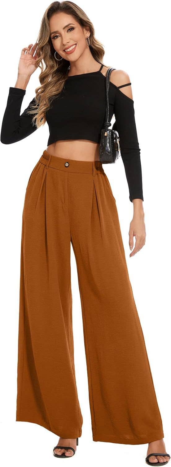 Tight high-waisted straight-leg wide-leg pants