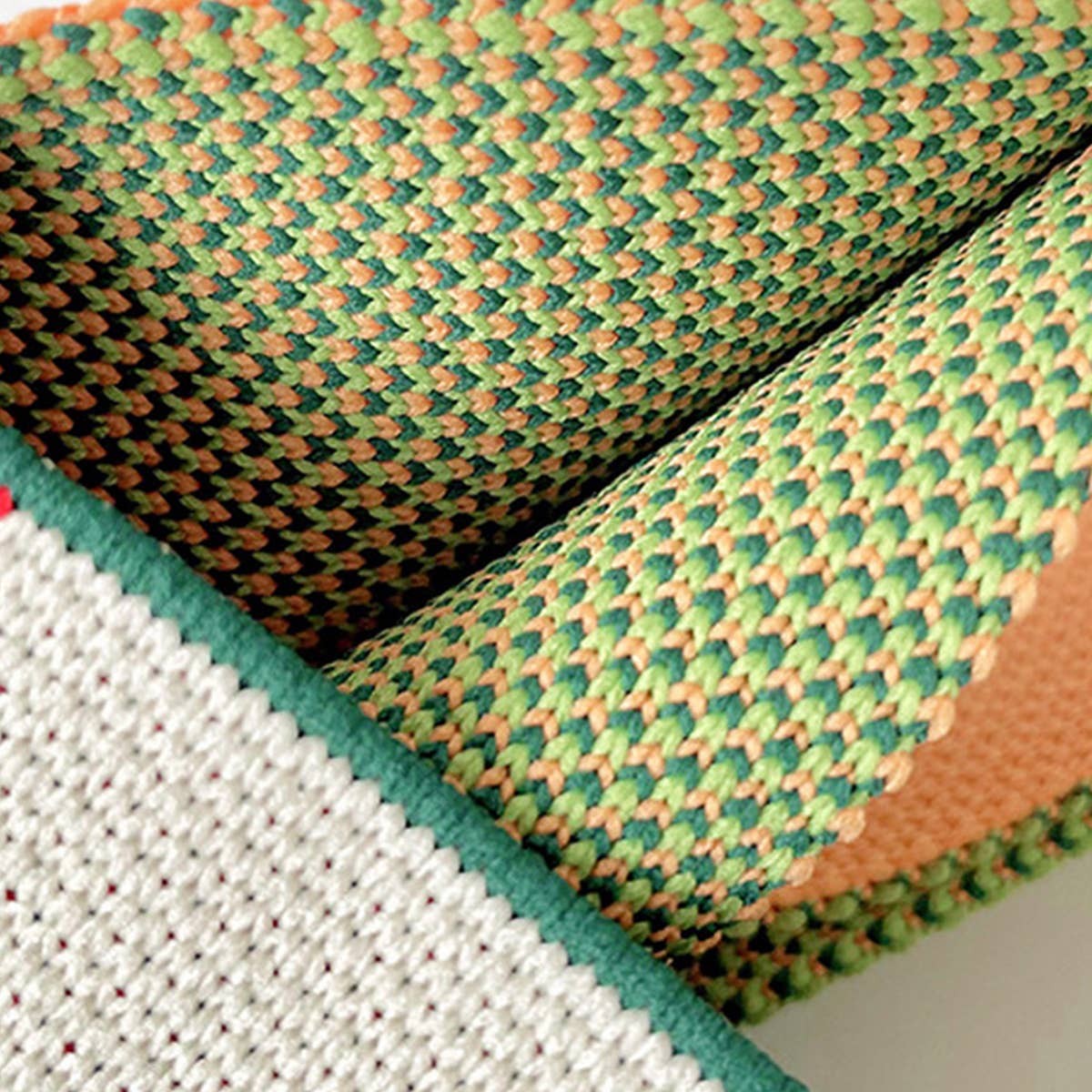 PINK AND GREEN CHECKERBOARD KNIT TOTE BAG_CWAB2394