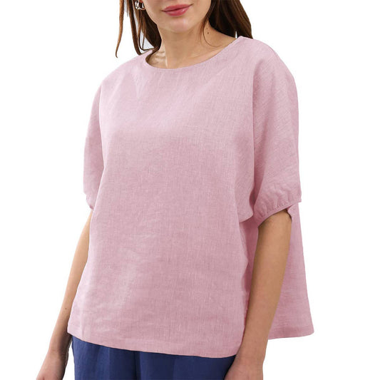 ARTSY LANTERN SLEEVE COTTON LINEN BLOUSE