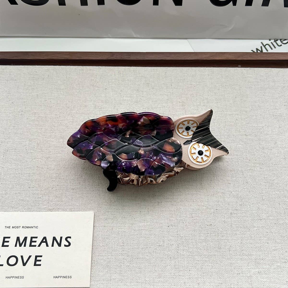 New Creative Owl & Grasshopper Acetate Hair Clip