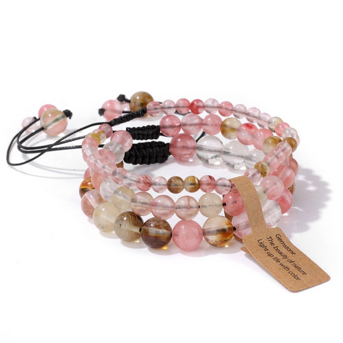 CWAJE4234_NATURAL STONE BEADS BRAIDED THREE-PIECE BRACELET