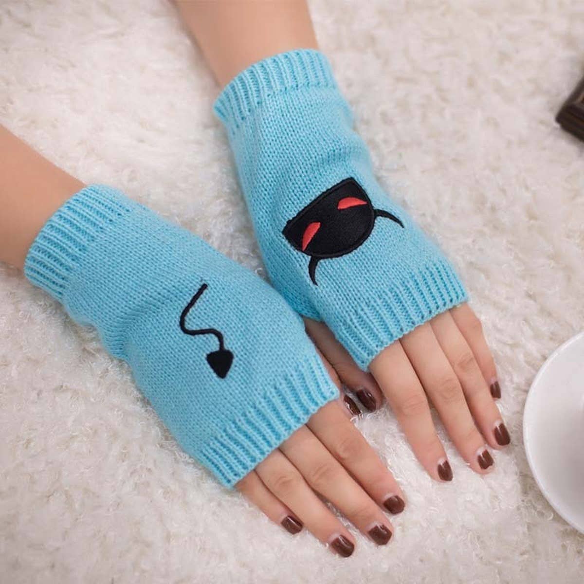 CWAG00532_HALLOWEEN EMBROIDERED FINGERLESS GLOVES