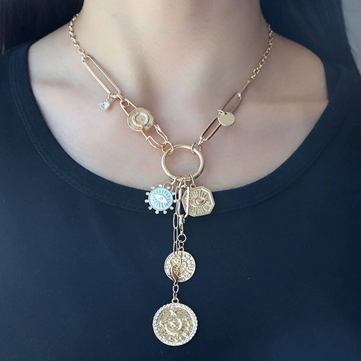 FASHION ORIGINAL DESIGN MULTI-PENDANT NECKLACE_CWAJE2830