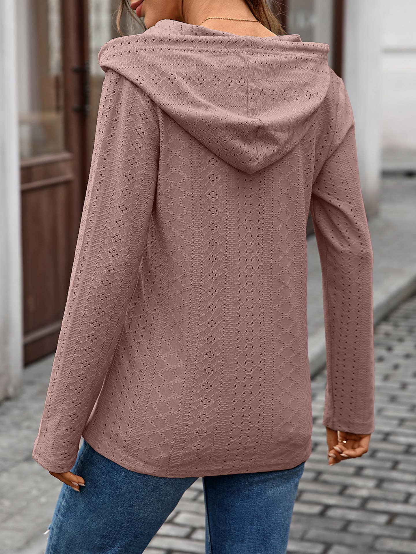 Solid-color hooded loose long-sleeved sweatshirt_CWOHOL569