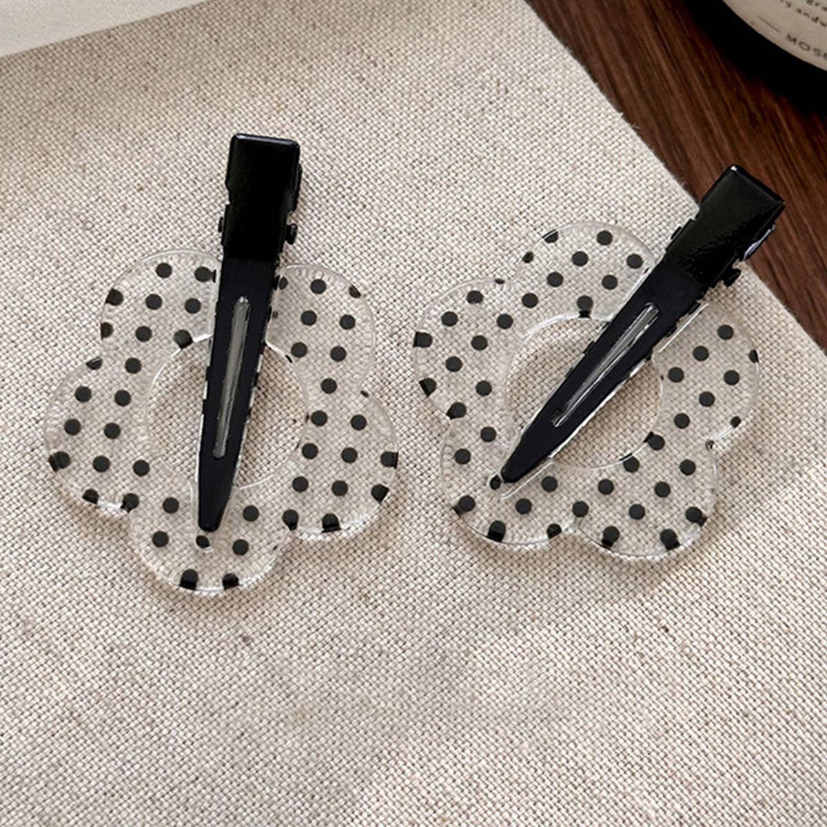 BLACK AND WHITE POLKA DOT HAIR CLIPPER BANGS