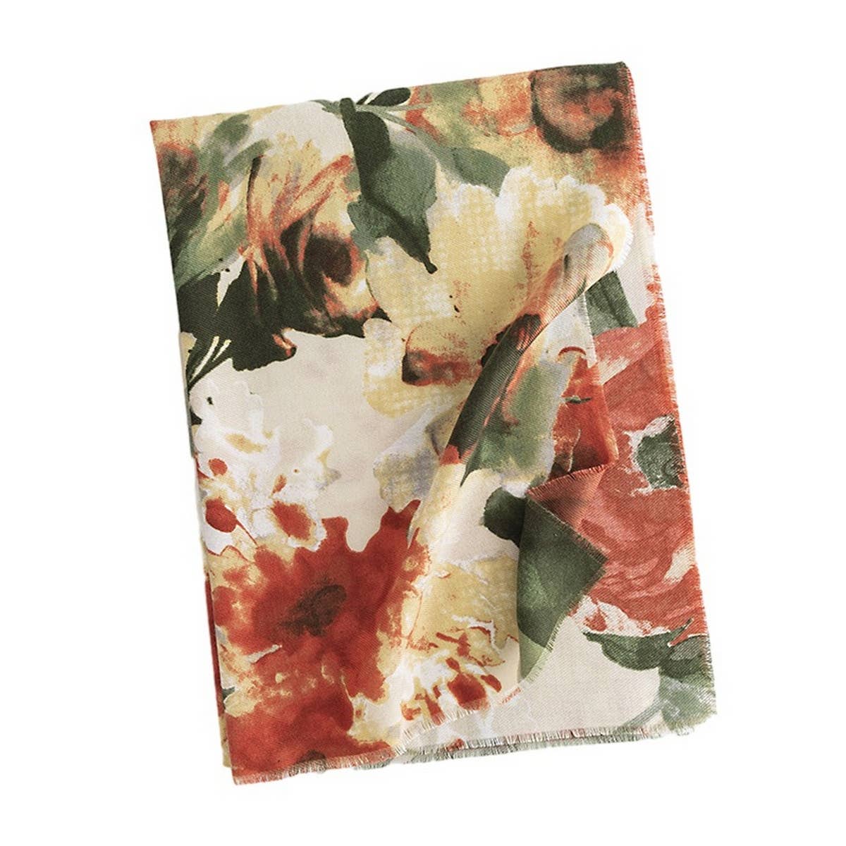 Elegant Floral Faux Cashmere Scarf-Warm Neck Wrap