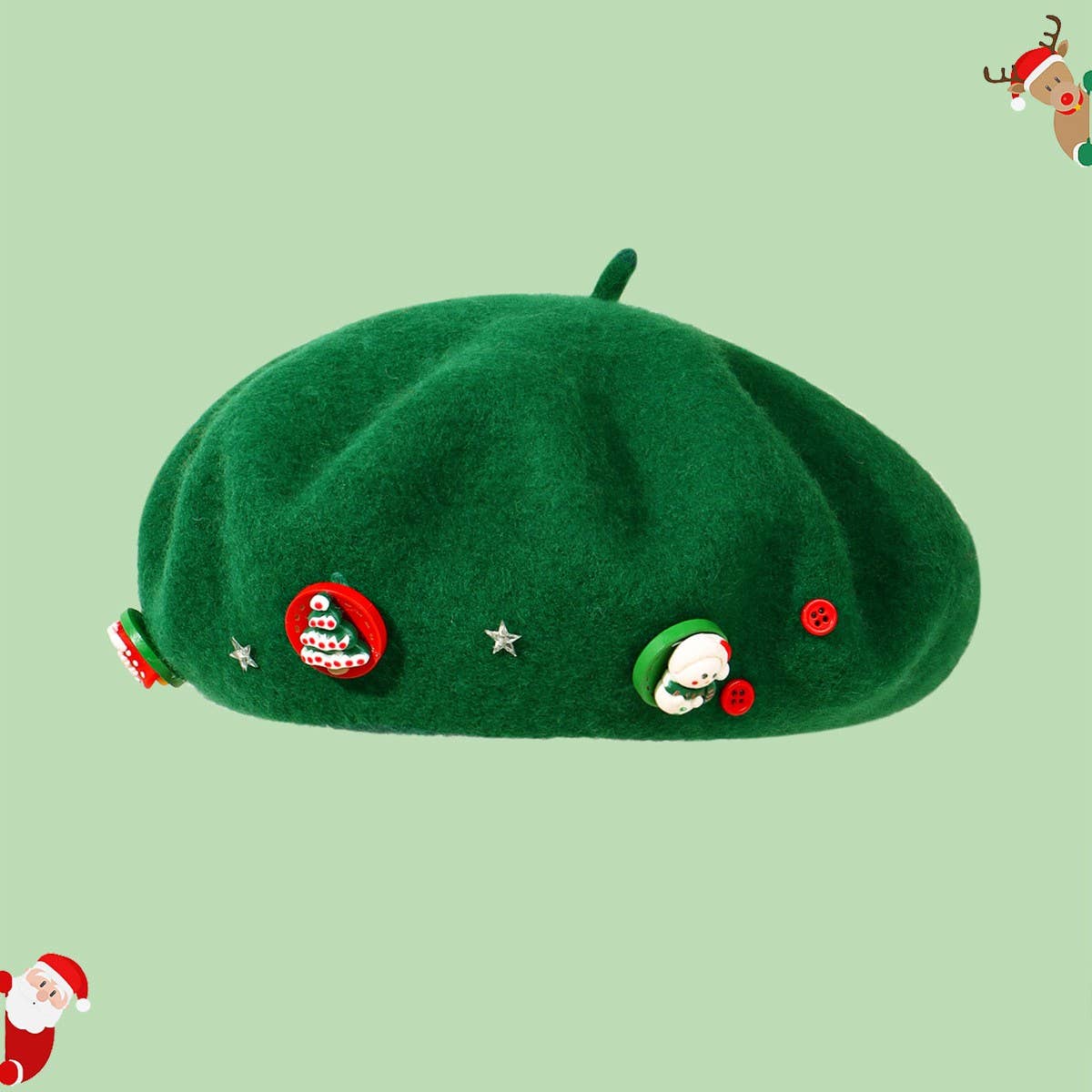 CWAH04566_WOMEN CHRISTMAS BERET HAT VINTAGE WINTER CAP