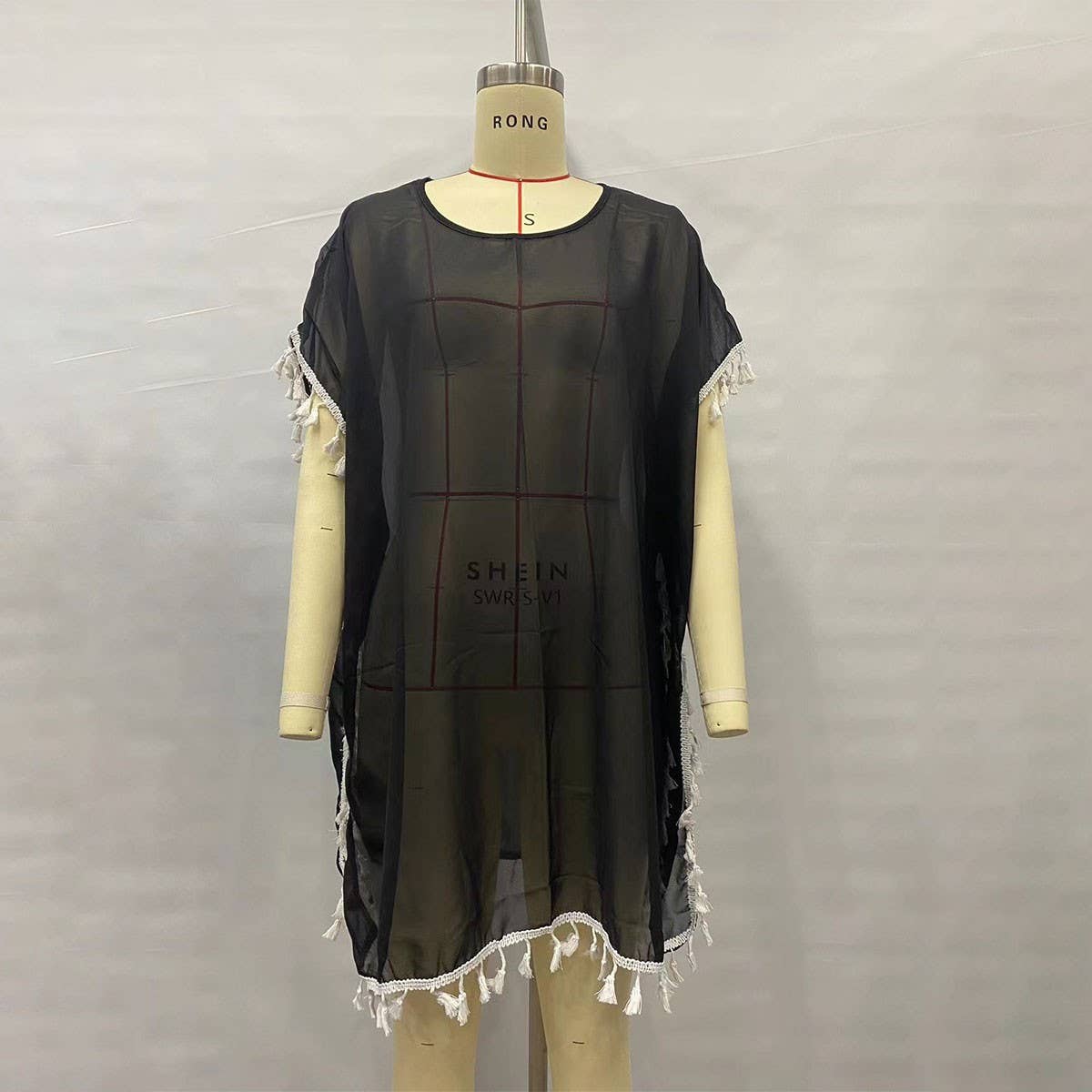 Plus Size Chiffon Tassel Beach Cover-Up_CWMM6150