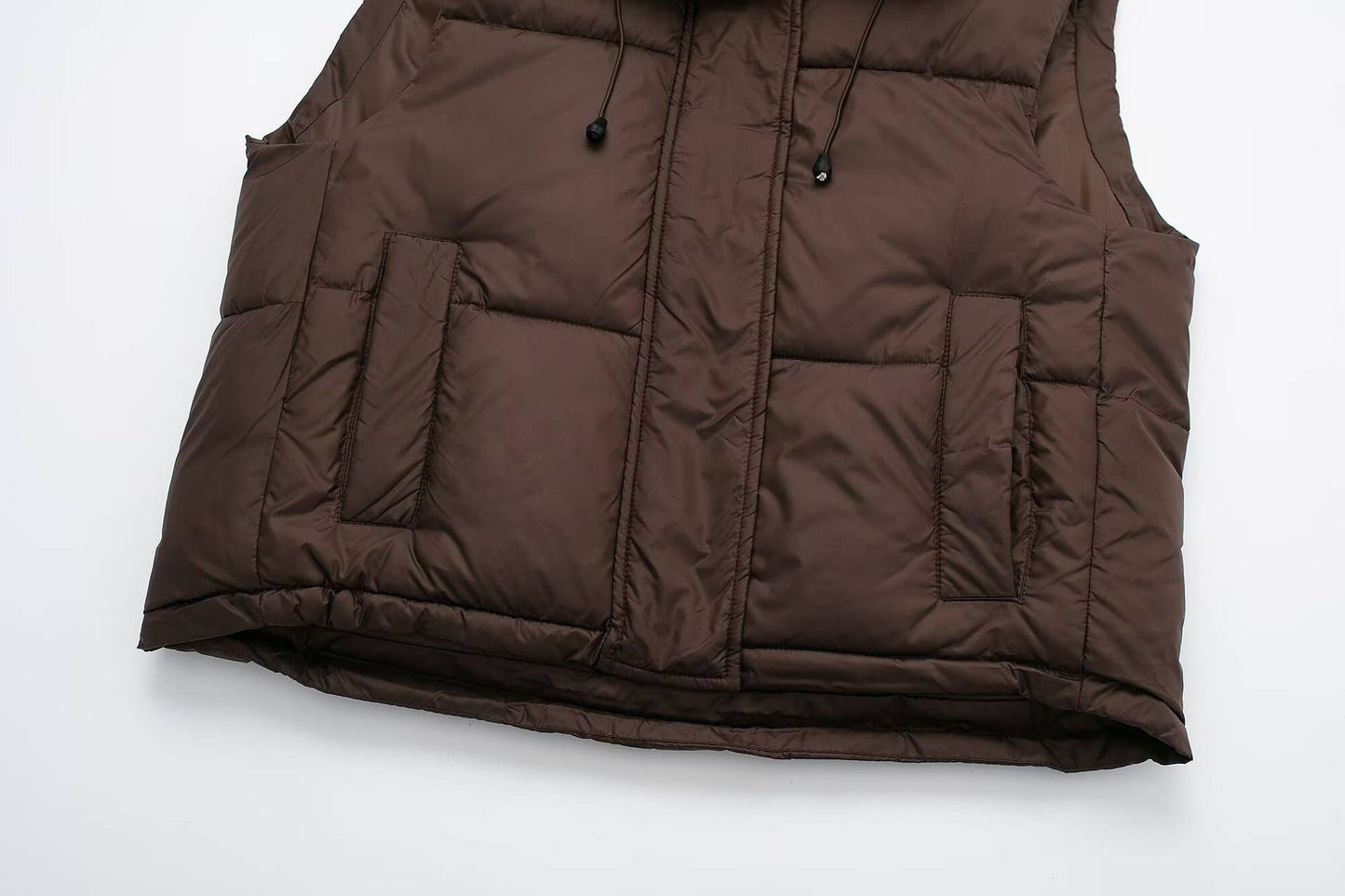 Solid-color simple and casual hooded vest jacket