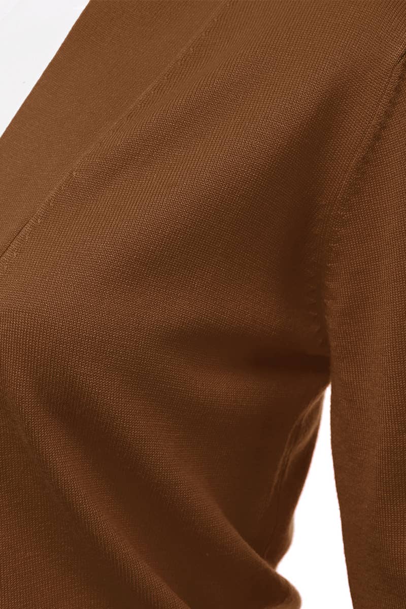 AWOCAS074_Basic 3/4 Sleeve Open Front Cropped Cardigan