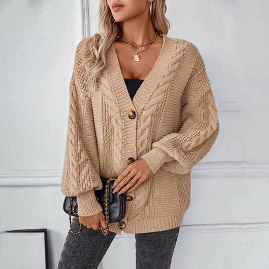 VINTAGE SINGLE-BREASTED LOOSE SWEATER JACKET