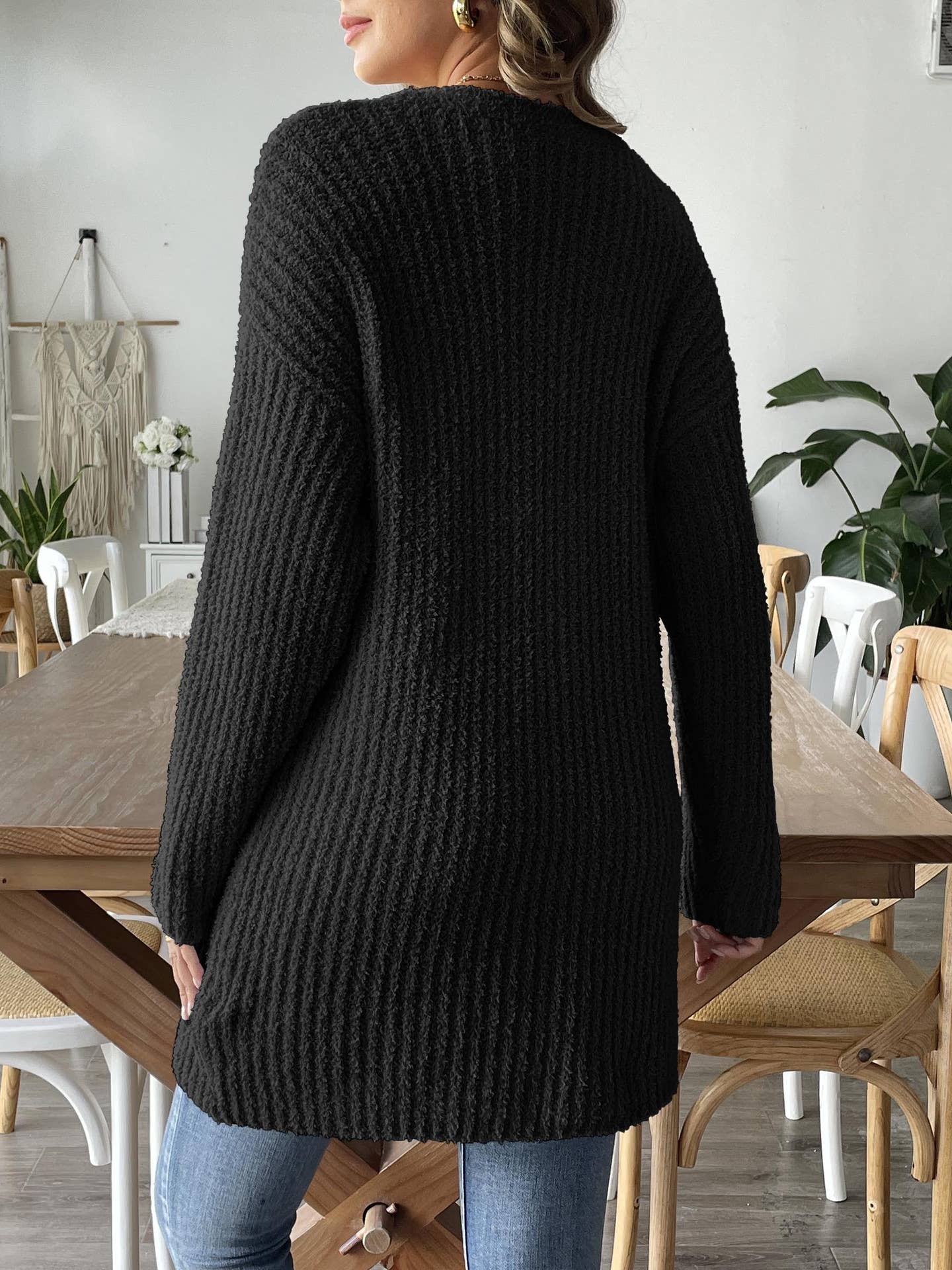 WOVEN SWEATER CASUAL DOUBLE POCKET CARDIGAN
