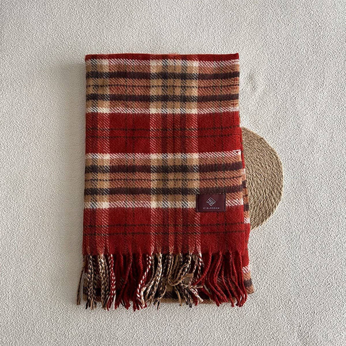 Plaid Wool Scarf for Women ??Cozy Winter Knit_CWASC2336