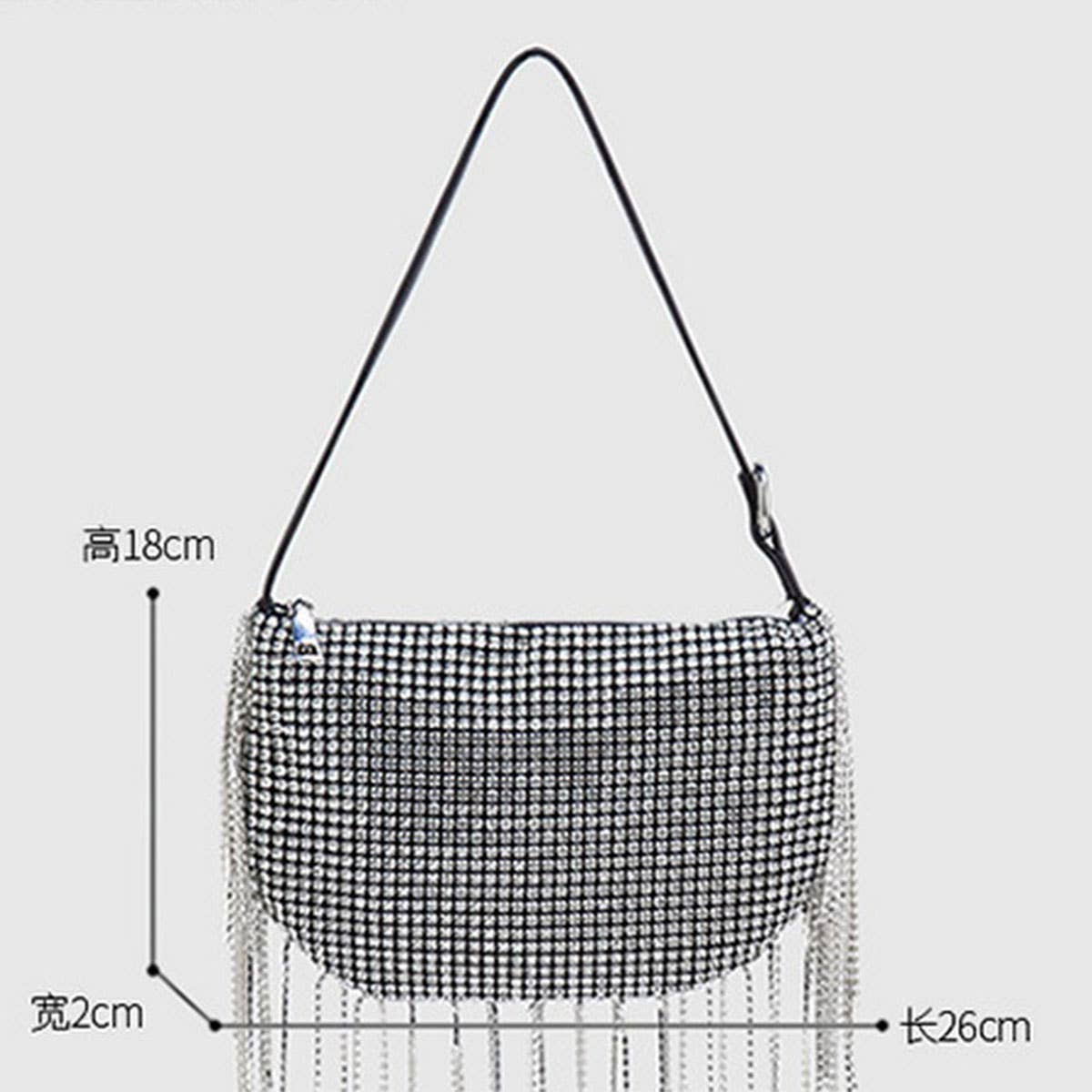 SOFT TURN TASSEL RHINESTONE EVENING TOP HANDBAG_CWAB3606