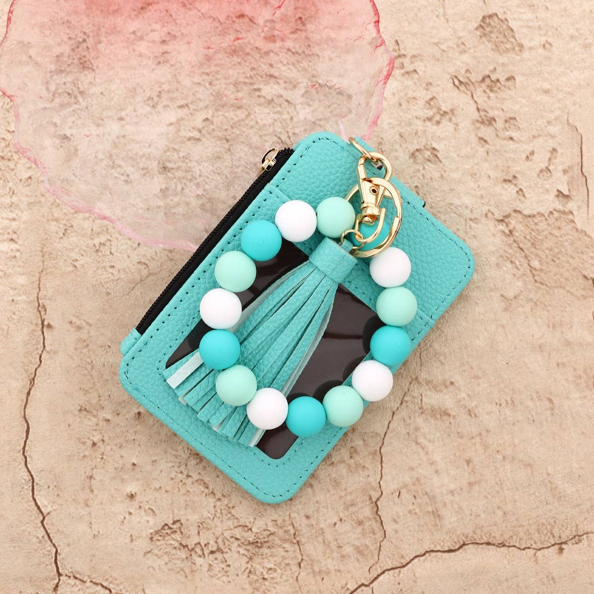 Leopard Card Wallet with PU Leather Keychain_CUAB00442