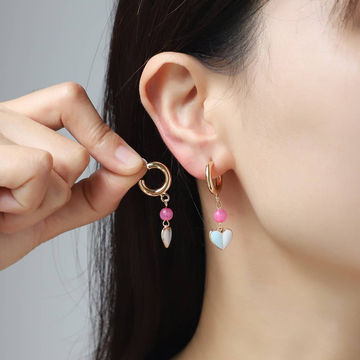 WOMEN'S STYLISH GEOMETRIC HEART-SHAPED EARRINGS