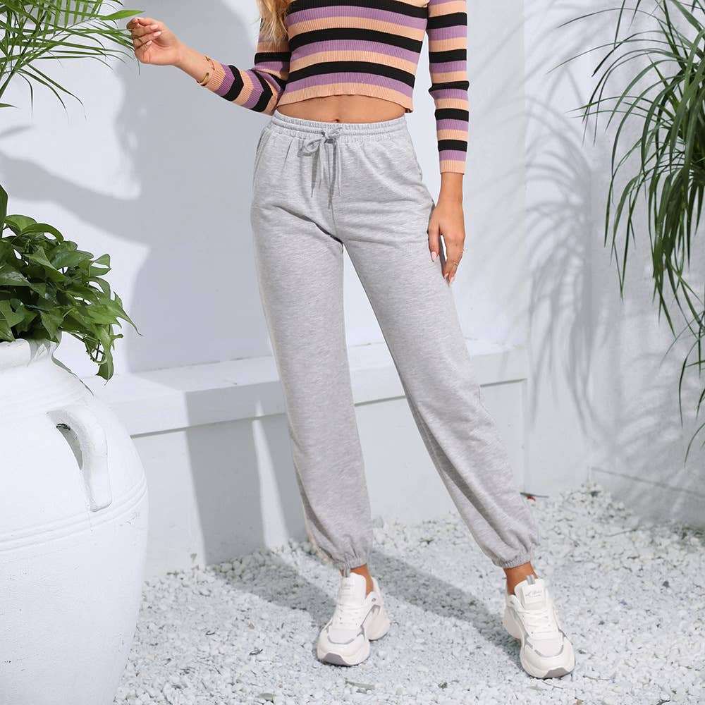 STYLISH HIGH-WAISTED SPORTS DRAWSTRING LEG PANTS