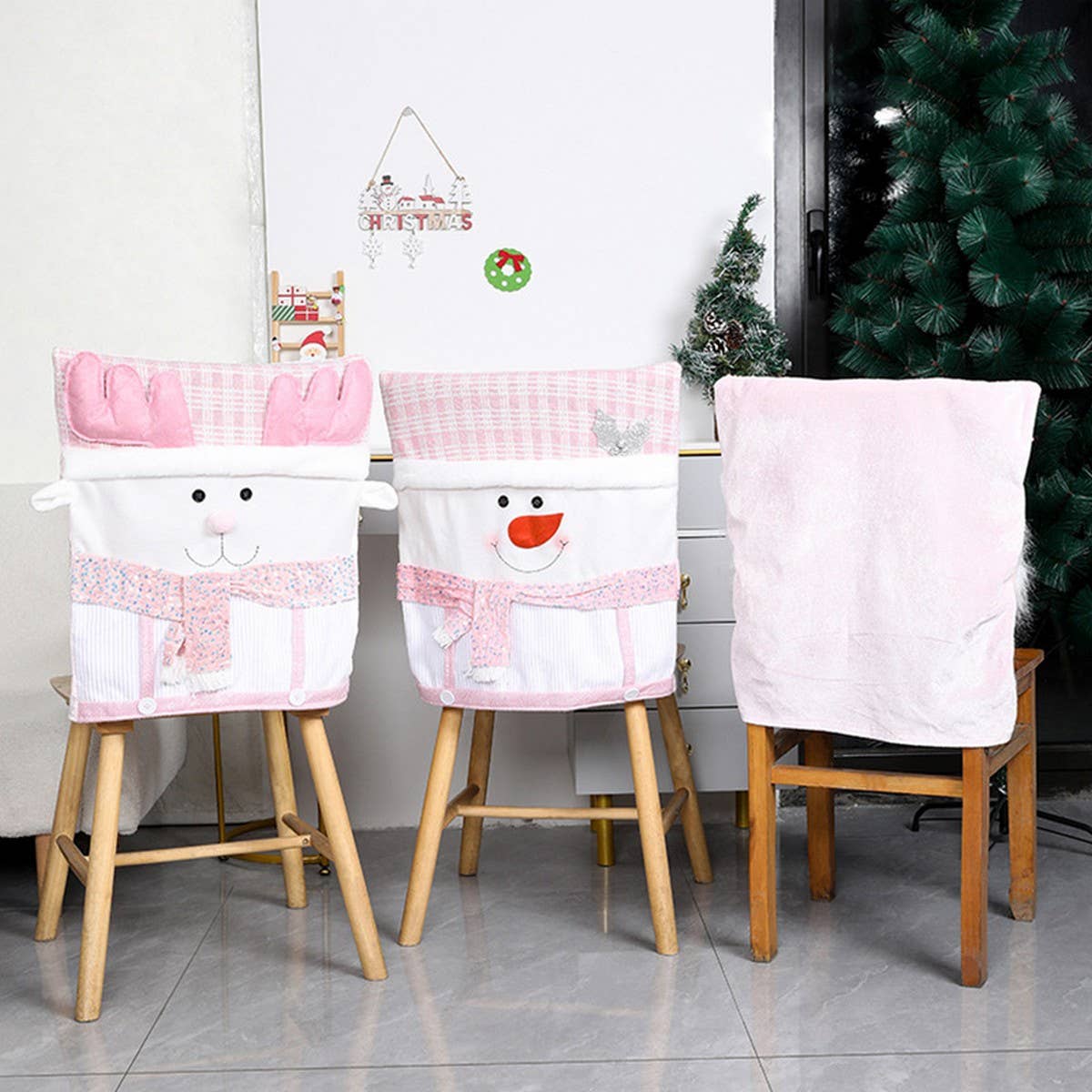 CHRISTMAS CHAIR COVER PINK STOOL COVER DECORATION