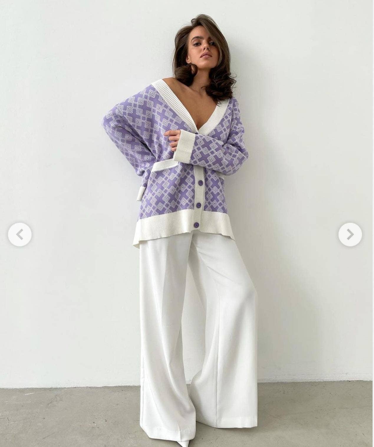 ETHNIC STYLE COLOR CONTRAST V-NECK CARDIGAN