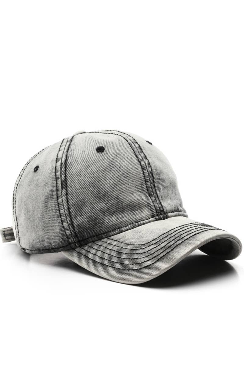 Washed Denim Solid Baseball Cap Street Style_CWAH0527