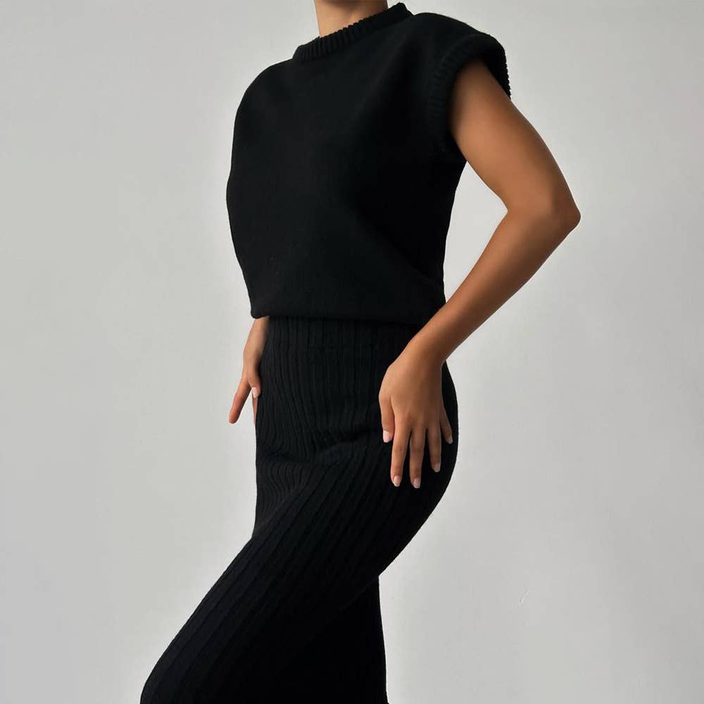 SLEEVELESS JACKET AND LONG SKIRT TWO-PIECE SET