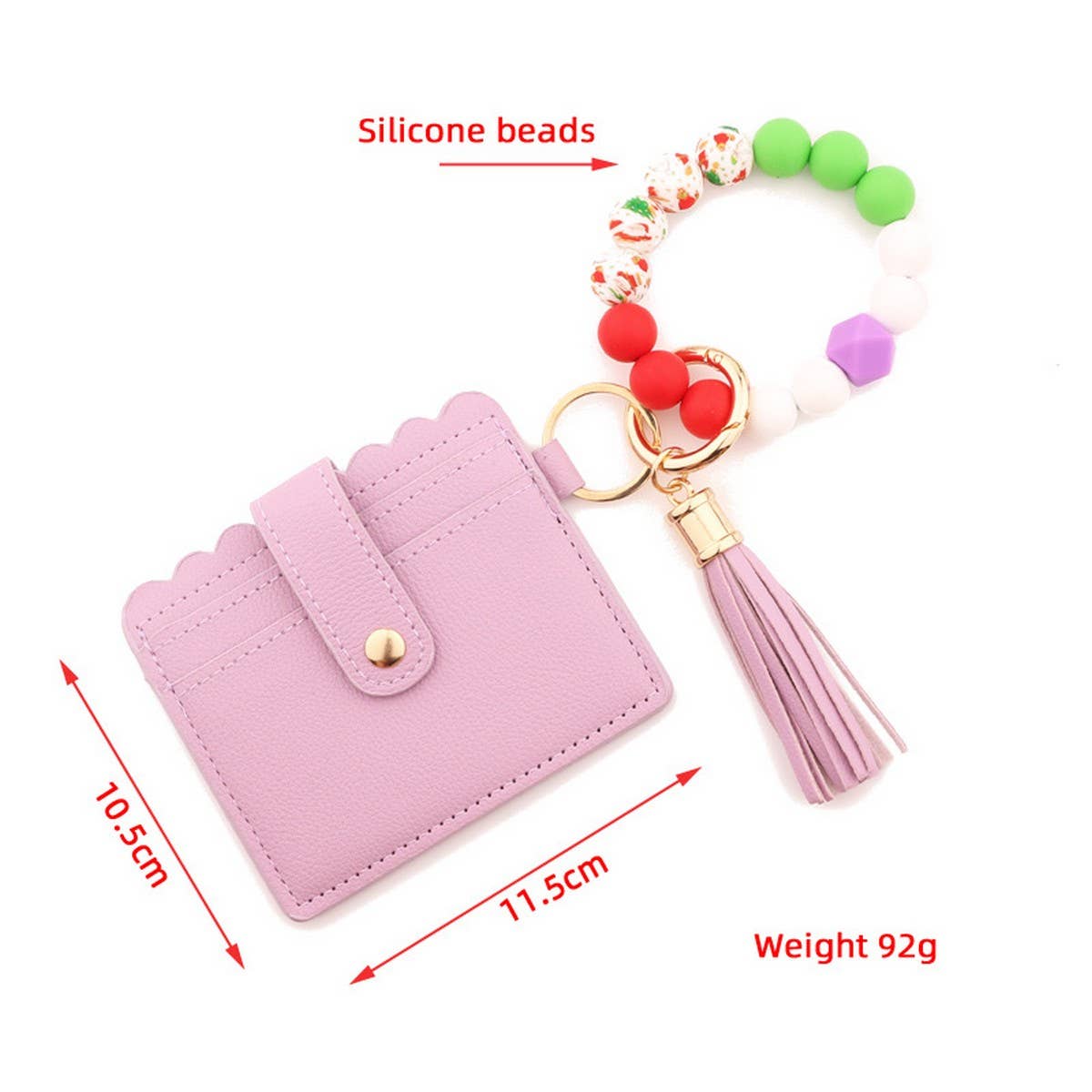 Silicone Bead Card Wallet with Xmas Tree Charm_CWAB5000